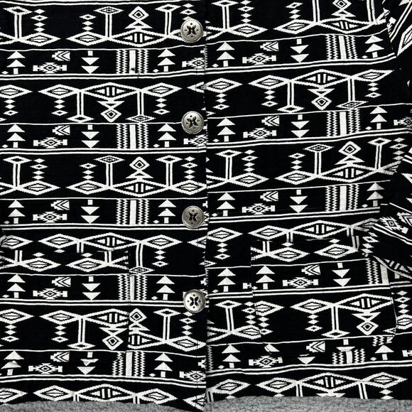 Jane Ashley Womens Jacket Coat Black Aztec Southwest Pocket 100% Cotton Size XL - Picture 5 of 9